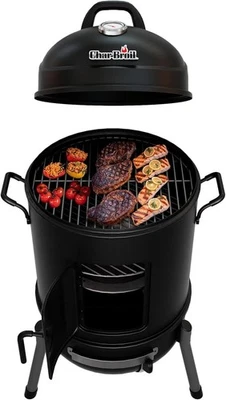 16" Bullet Charcoal Smoker Dual Carry Handle Lid Temp Gauge Outdoor Camping - Image 1 of 4
