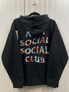 Anti Social Social Club X BT21 Logo Hoodie Men’s Large Black Anime Characters - Picture 1 of 7