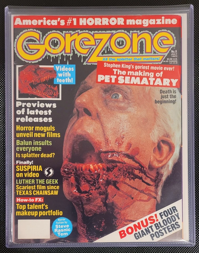 GoreZone Mag Pet Semetary Suspiria #8 July 1989 W/Posters - Image 1 of 1
