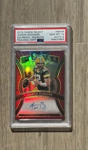 2019 Panini Select Signatures Aaron Rodgers 2/4 Maroon Prizm PSA 10 Green Bay - Picture 1 of 2