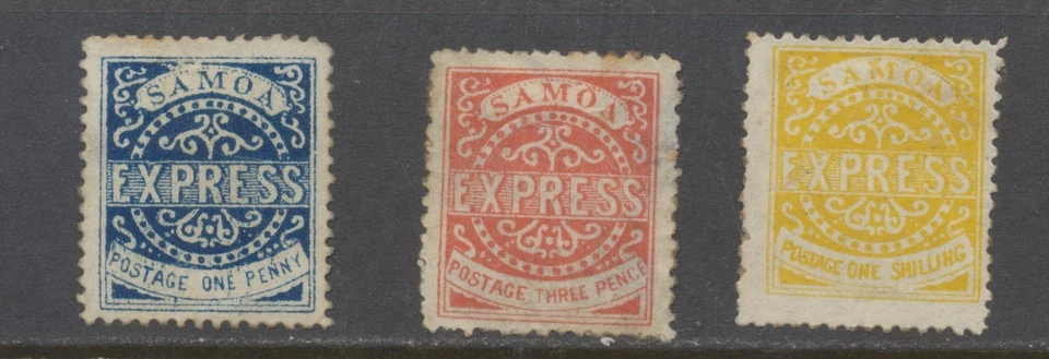 Samoa Stamps 1877 Express Issue 1d;3d;1- 3rd State see description - Image 1 of 4
