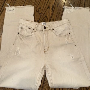 BDG Sustain Straight Fit Cream Distressed Jeans Gr. 29/32 Zip High Rise Denim - Bild 1 von 6