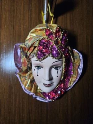 Máscara facial embrujada decoración de pared vintage, porcelana, Mardi Gras, mascarada Foto 1 de 4