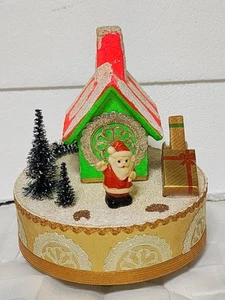 MCM Putz House Christmas 7” Table Decor, Sleigh, Santa, Trees Mica Japan - Picture 1 of 21