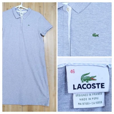 Vestido Polo Lacoste Clásico Gris Manga Corta Piqué Talla 46 L/XL Croc Prep Perú Foto 1 de 4