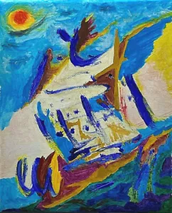 Catamaran Acrylic on Canvas Original Art Painting Beata Ulikowska Signed - Picture 1 of 10