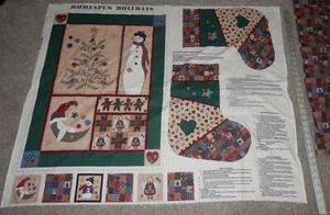Christmas Homespun Holiday mini little quilt fabric panel wallhanging Cranston  - Picture 1 of 4