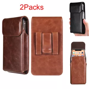 2Packs Universal Leather Belt Men Holster With Clip Loops Pouch Wallet Case Skin - Picture 1 of 13