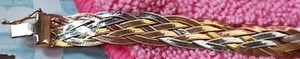 Beautiful Vintage 14K Italian Yellow & White Gold Half oz. Woven Ribbon Choker - Picture 1 of 12