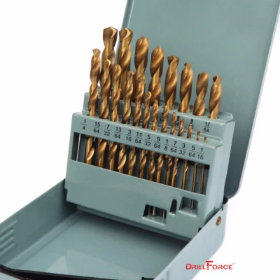 DRILLFORCE 21PCS Drill Bit Set HSS Titanium Multi-Bits Twist Metal Tools 135 Split Point