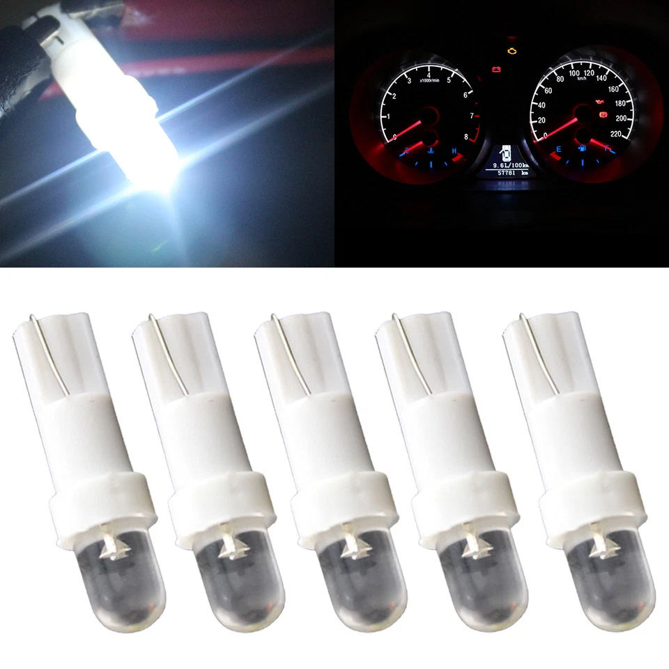 50Pcs T5 LED White 74 70 58 37 286 Wedge Dashboard Cluster Gauge Light Lamp Bulb - Image 1 of 4