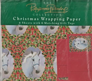 ARABIAN HORSES XMAS Gift Wrap PAPER &TAGS by Otter House, England - Vtg. Sealed! - Picture 1 of 2