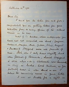 Brigadier General Frederick Lionel Banon (1862 - 1950) Signed Letter - Picture 1 of 3