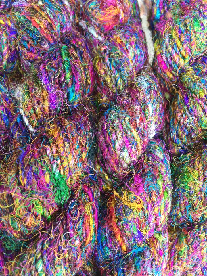 200Grams Himalaya Recycled PURE SARI Silk Yarn Knit crochet Woven 2 Skeins  - Image 1 of 1