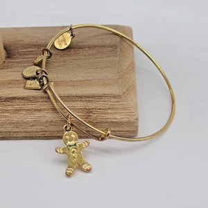 Alex and Ani Charity by Design Gingerbread Man II Bracelet - Shiny Gold Finish - Picture 1 of 6