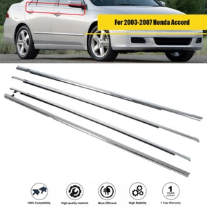 Fit For 2003-2007 Honda Accord 4Pcs Window Weatherstrip Moulding Trim Seal Belt - Picture 1 of 10