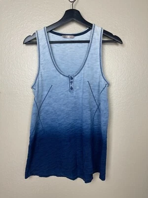 M&S Collection 蓝色渐变纽扣背心,尺寸 UK 12休息室睡眠锻炼 — 第 1/4 张图片