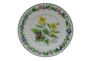 Royal Worcester Herbs Green Trim 6.75" Bread Plate Black Mustard - Picture 1 of 2