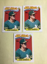 1989 Topps Baseball #401 Jose Canseco  ALL STAR - 3 CARDS LOT  - NM-MINT  2576
