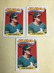 1989 Topps Baseball #401 Jose Canseco  ALL STAR - 3 CARDS LOT  - NM-MINT  2576