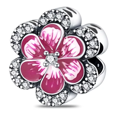 Charm Anhänger für Armband Stiefmütterchen Blume Silber plattiert Geschenkidee - Bild 1 von 2