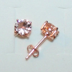 Lab-Created 2CT Round Cut Morganite Women's Stud Earrings 14K Rose Gold Plated - Picture 1 of 9