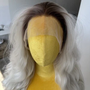 Bleach Blonde Women Synthetic Hair Heat Resistant Lace Frontal Wigs Long Wavy - Picture 1 of 10