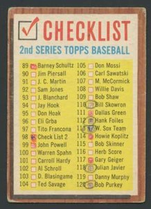 1962 Topps #98 Checklist 89-176 GVG 31197 