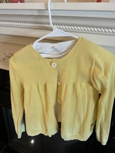 EUC Mini Boden Girls Yellow Spring Cotton Cardigan Sz 9-10 With White Zara Top - Picture 1 of 4