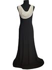Jackie Jon New York Black/ White Beaded Top Gown Size 4 Prom Wedding