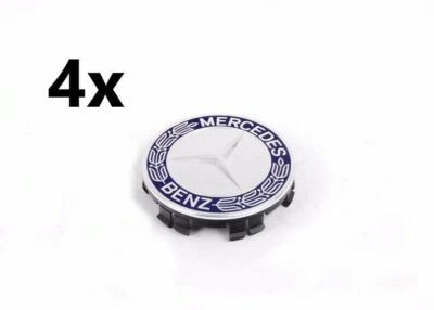 Оригинальные хромированные центральные колпаки ступицы колеса Mercedes-Benz королевского синего цвета 4 шт. КОМПЛЕКТ НОВЫЕ - Изображение 1 из 2