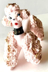 Spaghetti Poodle Figurine, 1950s, Light Pink and Gold, 5", Japan ... Lefton (?) - Picture 1 of 6