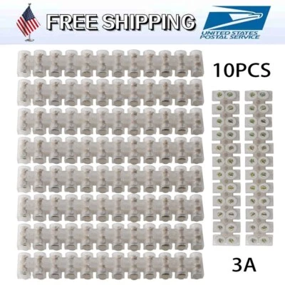10 Pack 3A 12 Position Dual Row Terminal Strip Screw Terminal Barrier Block - Image 1 of 4