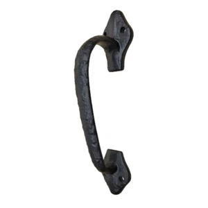 8" Decorative Cast Iron Gate Garage Door Handle Black Finish Door Cabinets Boxes - Picture 1 of 2
