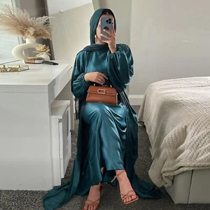 Zweiteiliges Damen offener Kaftan langes Kleid Set Dubai Kimono Abaya muslimisches Gewand Party - Bild 1 von 24