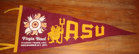 ARIZONA STATE rare 1971 pennant from inaugural Fiesta Bowl game vs Florida State Cover