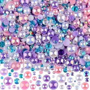 75G Mix Resin Pearls Rhinestones Kit, 3-10Mm Half Pearls and 2-6Mm Flatback - Picture 1 of 7