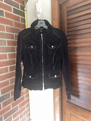 White house black market women's black size 4 corduroy peplum jacket, zip front  - Image 1 of 4