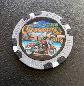 Willemstad, Curaçao Harley Davidson Poker Chip / Metallic Silver - Bild 1 von 3