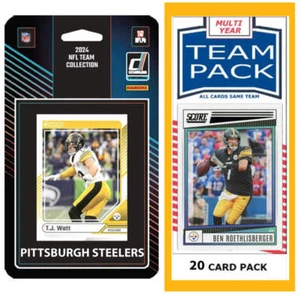 Pittsburgh Steelers Team Pack 20 carte Roethlisberger + 2024 Donruss Team Set TJ - Foto 1 di 7