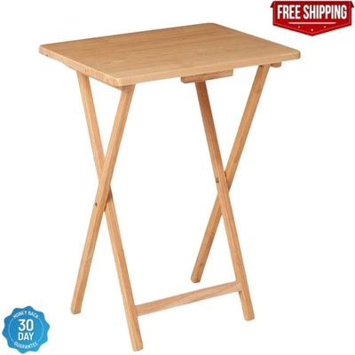 Mainstays Folding Tv Tray Table Dinner Portable Desk Natural 19 X 15 X 26 In - Image 1 of 4