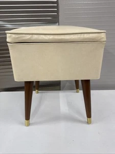 Vintage Mid Century Modern Nähhocker Ottomane mit Staufach Bank - Bild 1 von 22