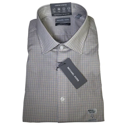 Camisa de vestir Michael Kors para hombre ajuste regular cómoda elástica gris 17,5 34-35 $90 Foto 1 de 4