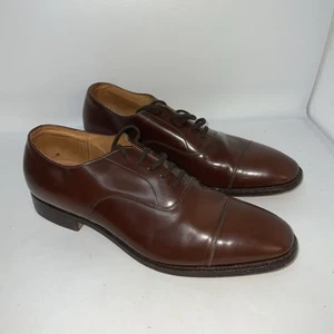 Men's Church's Brown Balmoral Shoes Custom Grade Size 9.5 D Used Calf Cap Toe - Picture 1 of 13