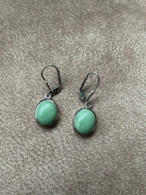 silber ohrringe 925 hänger gebraucht mit Chrysopras - Bild 1 von 4