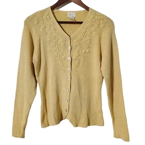 Vintage Ann Wii Cottagecore Strickjacke Größe Petite Medium bestickt Blumen Damen - Bild 1 von 9