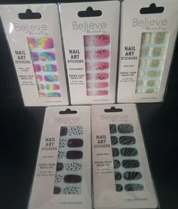 Believe Beauty Nail Art Stickers 5 Packs - Brand new sealed. -- FREE SHIPPING! - Picture 1 of 7