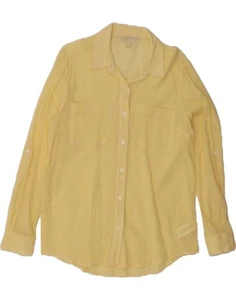 MICHAEL KORS Womens Shirt UK 14 Medium Yellow Cotton AP09 - Picture 1 of 3