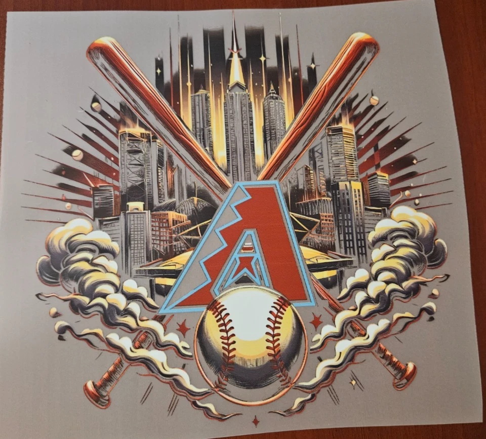 Arizona Diamondbacks Colorful 8" DTF Heat Transfer Iron On FREE Shipping (C1/1) - Image 1 of 1