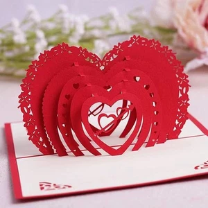 Heart Pop Up Card,Mother's Day Card Anniversary Card Valentine's Day Card - Picture 1 of 6
